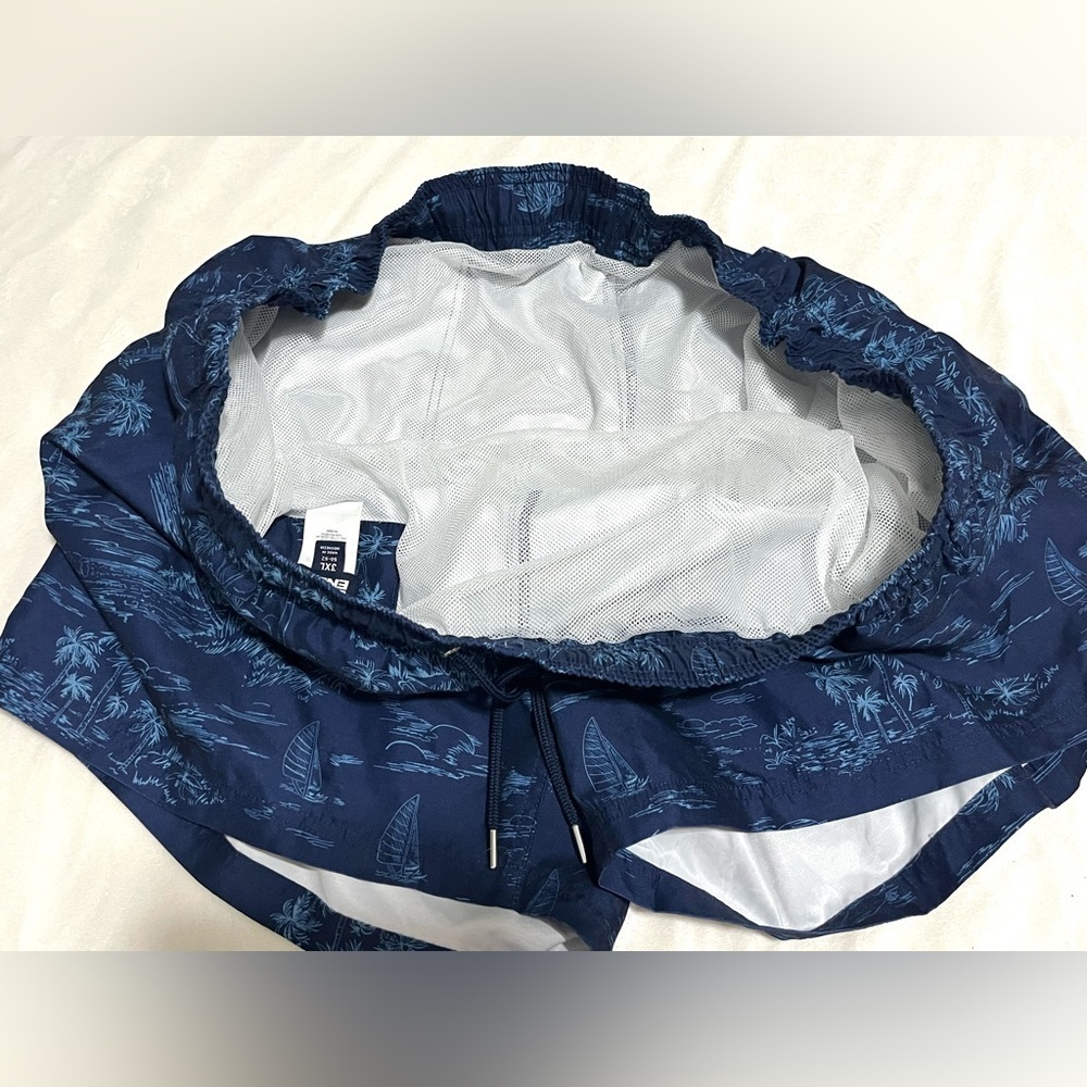 Land’s End Blue Tropical Print Men’s Swim Trunks Pockets Shorts Size 3XL 50-52 - Picture 8 of 16